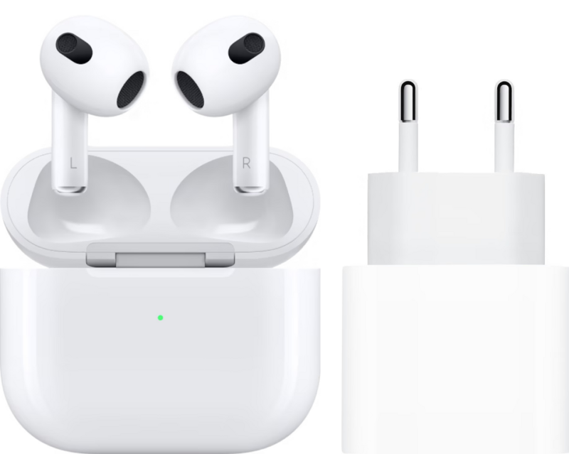 Apple Airpods 3 met standaard oplaadcase + Apple USB C oplader (6095606966939)