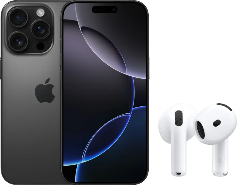 Apple iPhone 16 Pro 256GB Black Titanium + AirPods 4 Active Noise Cancellation (6151126873826)